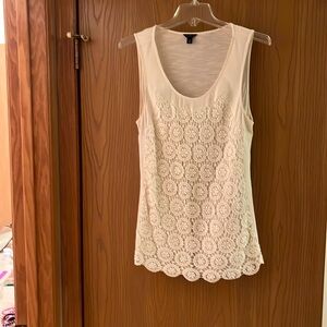 Scoop neck crocheted lace knit top